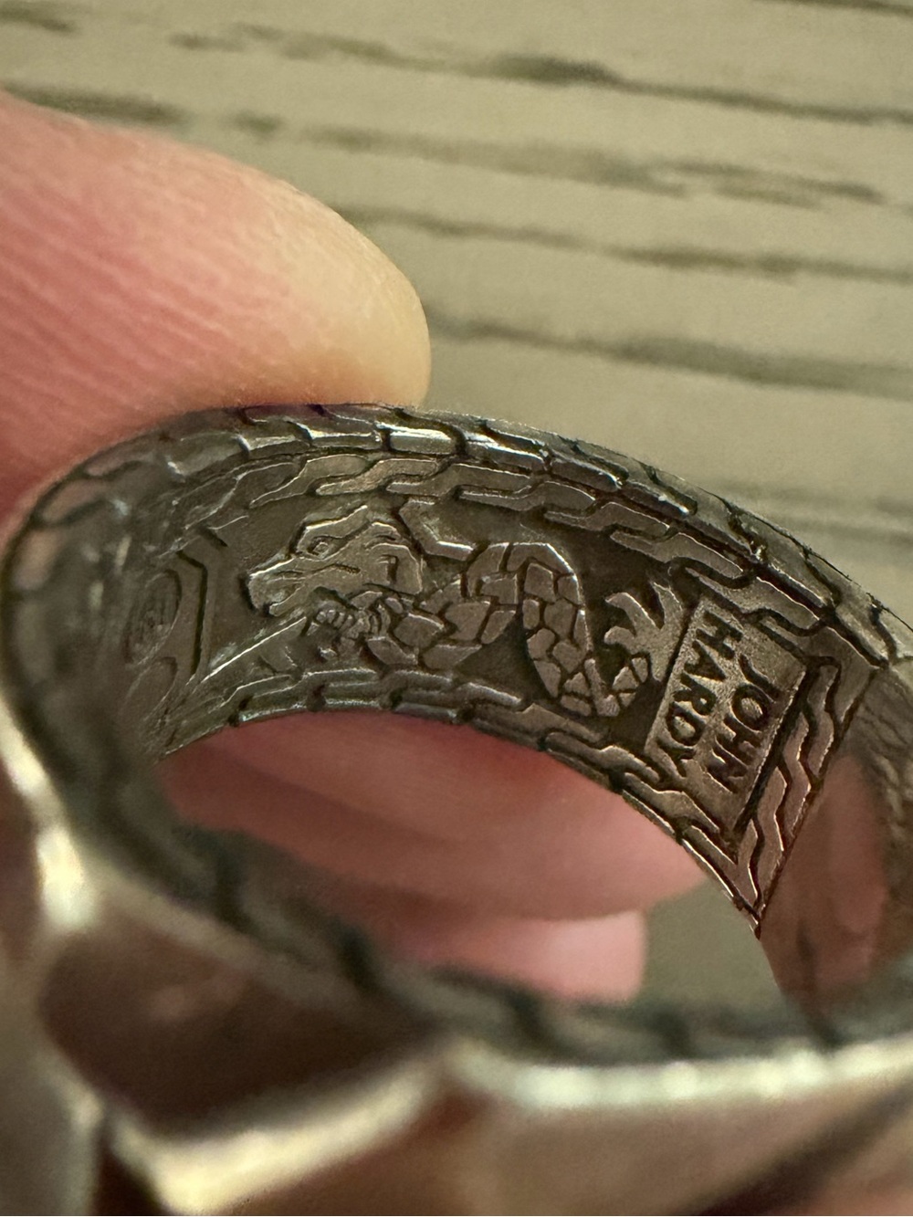 John Hardy Silver Textured Wide Band Ring Size 11 - Picture 13 of 14